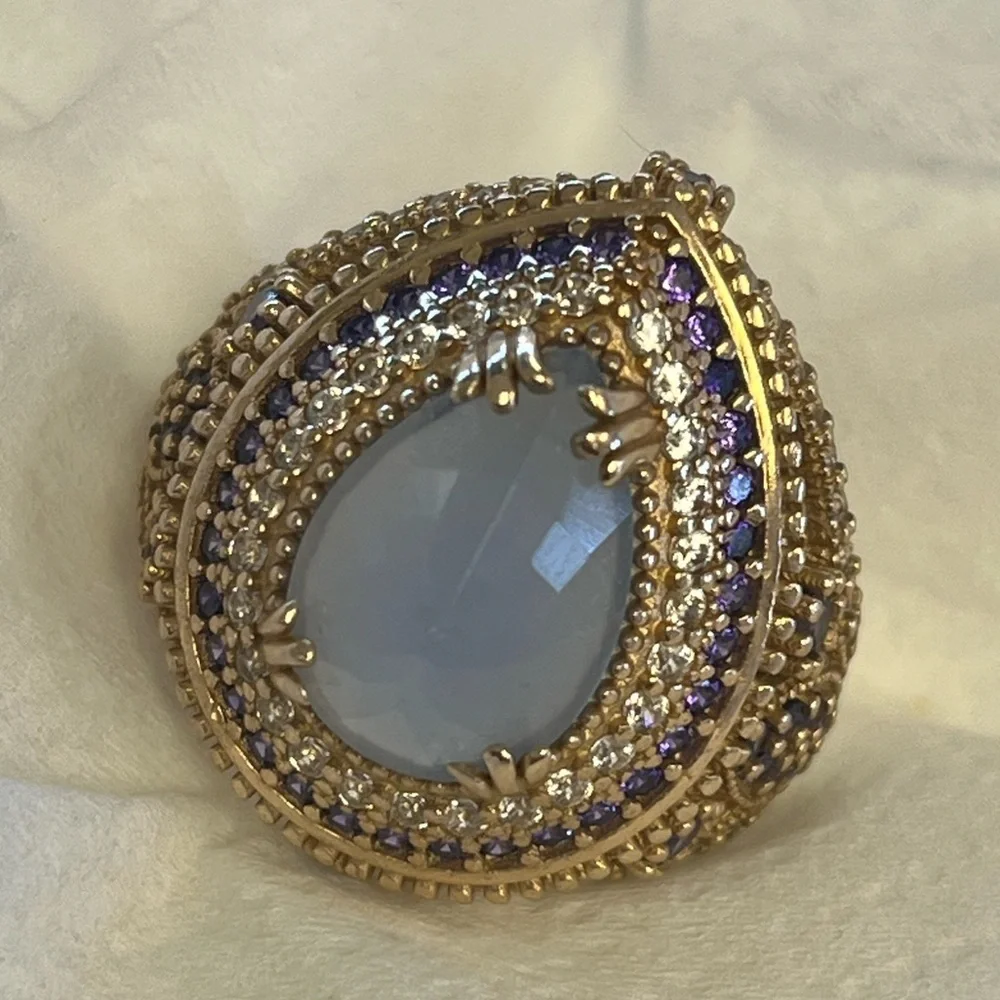 Sterling Silver 925 Quartz Handmade Ring size 8